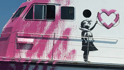 Banksy - Rescue Boat detail Banksy - Rescue Boat detail