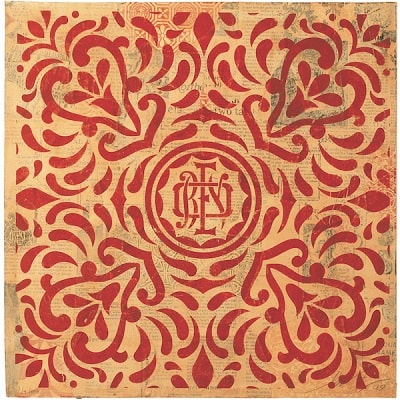 Monogram Pattern Red - Opera di Obey Monogram Pattern Red - Opera di Obey