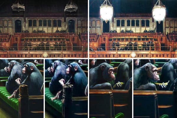 Banksy - differenze in Devolved Parliament dopo la rivisitazione dello street artist Banksy - differenze in Devolved Parliament dopo la rivisitazione dello street artist
